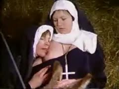 Pair of wild Nuns explore their 1st beastiality sex experience in this classic animal sex clip 